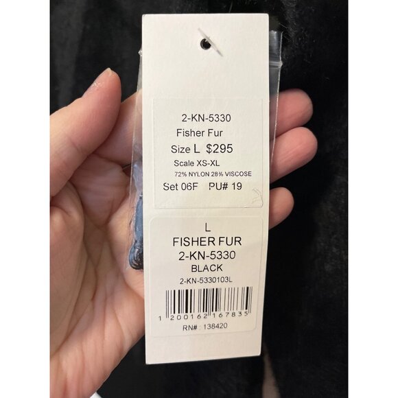 Fisher Fur Black Cardigan Sweater By Etcetera Size L Nylon & Viscose Blend - Picture 5 of 6